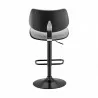 Armen Living Leland Adjustable Gray Faux Leather and Black Finish Bar Stool back - Armen Living Leland Adjustable Gray Faux Leather and Black Finish Bar Stool back