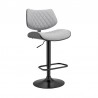 Armen Living Leland Adjustable Gray Faux Leather and Black Finish Bar Stool Side Front