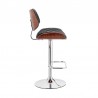 Armen Living Leland Adjustable Cream Faux Leather and Chrome Finish Bar Stool  Side