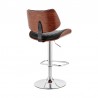 Armen Living Leland Adjustable Cream Faux Leather and Chrome Finish Bar Stool Back Side