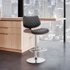 Armen Living Leland Adjustable Cream Faux Leather and Chrome Finish Bar Stool 