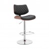 Armen Living Leland Adjustable Cream Faux Leather and Chrome Finish Bar Stool Side Front