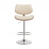 Armen Living Leland Adjustable Cream Faux Leather and Chrome Finish Bar Stool Front