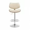 Armen Living Leland Adjustable Cream Faux Leather and Chrome Finish Bar Stool Front - Armen Living Leland Adjustable Cream Faux Leather and Chrome Finish Bar Stool Front