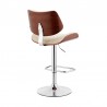 Armen Living Leland Adjustable Cream Faux Leather and Chrome Finish Bar Stool Side Back