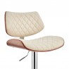 Armen Living Leland Adjustable Cream Faux Leather and Chrome Finish Bar Stool Half Front Side