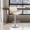 Armen Living Leland Adjustable Cream Faux Leather and Chrome Finish Bar Stool 