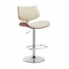 Armen Living Leland Adjustable Cream Faux Leather and Chrome Finish Bar Stool Side Front - Armen Living Leland Adjustable Cream Faux Leather and Chrome Finish Bar Stool Side Front