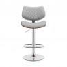 Armen Living Leland Adjustable Gray Faux Leather and Chrome Finish Bar Stool Front