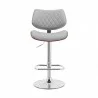 Armen Living Leland Adjustable Gray Faux Leather and Chrome Finish Bar Stool Front - Armen Living Leland Adjustable Gray Faux Leather and Chrome Finish Bar Stool Front