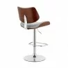 Armen Living Leland Adjustable Gray Faux Leather and Chrome Finish Bar Stool Side Back - Armen Living Leland Adjustable Gray Faux Leather and Chrome Finish Bar Stool Side Back