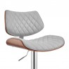 Armen Living Leland Adjustable Gray Faux Leather and Chrome Finish Bar Stool  Half Front
