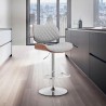 Armen Living Leland Adjustable Gray Faux Leather and Chrome Finish Bar Stool 