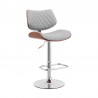 Armen Living Leland Adjustable Gray Faux Leather and Chrome Finish Bar Stool  Side Fornt