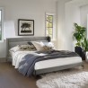 Armen Living Legend Gray Fabric Platform Bed with Black Metal Legs