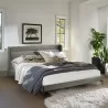 Armen Living Legend Gray Fabric Platform Bed with Black Metal Legs - Armen Living Legend Gray Fabric Platform Bed with Black Metal Legs