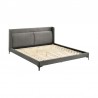 Armen Living Legend Gray Fabric Platform Bed with Black Metal Legs Top