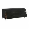 Armen Living Legend Black Glaze Ash Veneer 6 Drawer Dresser with Metal Legs Side Open View - Armen Living Legend Black Glaze Ash Veneer 6 Drawer Dresser with Metal Legs Side Open View