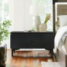 Armen Living Legend Black Glaze Ash Veneer 1 Drawer Nightstand with Metal Legs