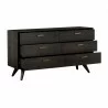 Loft Acacia Mid-Century 6 Drawer Dresser - Angled With Opened Cabinets - Loft Acacia Mid-Century 6 Drawer Dresser - Angled With Opened Cabinets