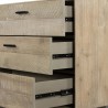 Armen Living Baly Acacia Mid-Century Gray 6 Drawer Dresser Open View