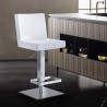 Legacy Adjustable Height Swivel Grey Faux Leather and Brushed Stainless Steel Bar Stool