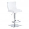 Legacy Adjustable Height Swivel Grey Faux Leather and Brushed Stainless Steel Bar Stool 001