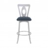 Armen Living Lola Contemporary Counter Height Barstool In Brushed Stainless Steel Finish And Gray Faux Leather  002