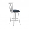 Armen Living Lola Contemporary Counter Height Barstool In Brushed Stainless Steel Finish And Gray Faux Leather  001