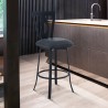 Armen Living Lola Contemporary Counter Height Barstool In Matte Black Finish And Gray Faux Leather 