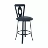 Lola Contemporary 26" Counter Height Barstool in Matte Black Finish and Grey Faux Leather - Lola Contemporary 26" Counter Height Barstool in Matte Black Finish and Grey Faux Leather