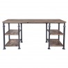 Liam Industrial Desk in Industrial Grey and Pine Wood Top - Front