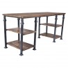 Liam Industrial Desk in Industrial Grey and Pine Wood Top - Angled