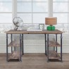 Liam Industrial Desk in Industrial Grey and Pine Wood Top - Lifestyle