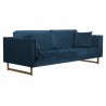 Lenox Blue Velvet Modern Sofa with Brass Legs 2