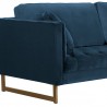 Lenox Blue Velvet Modern Sofa with Brass Legs 4