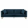 Lenox Blue Velvet Modern Sofa with Brass Legs 1 - Lenox Blue Velvet Modern Sofa with Brass Legs 1