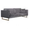 Lenox Gray Velvet Modern Sofa with Brass Legs 2
