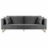 Lenox Gray Velvet Modern Sofa with Brass Legs 1 - Lenox Gray Velvet Modern Sofa with Brass Legs 1