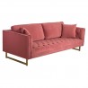 Lenox Pink Velvet Modern Sofa with Brass Legs 3