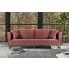 Lenox Pink Velvet Modern Sofa with Brass Legs - Lenox Pink Velvet Modern Sofa with Brass Legs