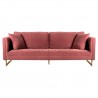 Lenox Pink Velvet Modern Sofa with Brass Legs 2