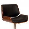 London Black Faux Leather Adjustable Height Swivel Walnut Wood and Chrome Bar Stool 002