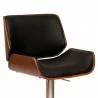 London Black Faux Leather Adjustable Height Swivel Walnut Wood and Chrome Bar Stool 002 - London Black Faux Leather Adjustable Height Swivel Walnut Wood and Chrome Bar Stool 002