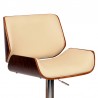 London Cream Faux Leather Adjustable Height Swivel Walnut Wood and Chrome Bar Stool 002