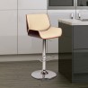 London Cream Faux Leather Adjustable Height Swivel Walnut Wood and Chrome Bar Stool