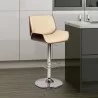London Cream Faux Leather Adjustable Height Swivel Walnut Wood and Chrome Bar Stool - London Cream Faux Leather Adjustable Height Swivel Walnut Wood and Chrome Bar Stool