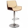 London Cream Faux Leather Adjustable Height Swivel Walnut Wood and Chrome Bar Stool 001 - London Cream Faux Leather Adjustable Height Swivel Walnut Wood and Chrome Bar Stool 001