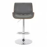London Grey Faux Leather Adjustable Height Swivel Walnut Wood and Chrome Bar Stool 002 - London Grey Faux Leather Adjustable Height Swivel Walnut Wood and Chrome Bar Stool 002