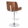 London Grey Faux Leather Adjustable Height Swivel Walnut Wood and Chrome Bar Stool 003